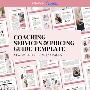 Modelo de Guia de Preços e Serviços de Coaching | Modelo de Preços de Programas de Coaching | Modelo de Coaching de Vida | Modelo Editável do Canva