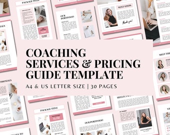 Modello di guida ai prezzi e ai servizi di coaching / Modello di prezzi per programmi di coaching / Modello di life coaching / Modello Canva modificabile