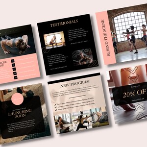 Instagram Post Templates for Fitness Coach Pink Fitness and - Etsy