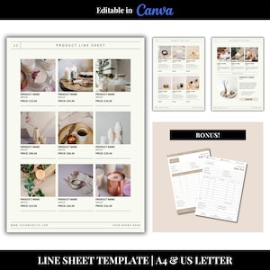 Line Sheet Template | Product Catalog Template | Wholesale Line Sheet | Wholesale Catalog | Order Form Template | Editable Canva Template