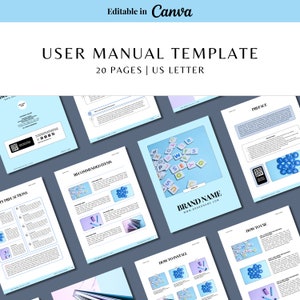 User Manual Template | Product Instruction Manual Template | User Guide Template | Operations Manual | Installation Manual | Canva Template