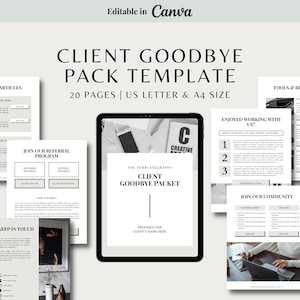 Kunden Abschieds Paket Vorlage | Paket für Kunden | Virtuelle Assistent Essentials | Canva Vorlage für Dienstleister