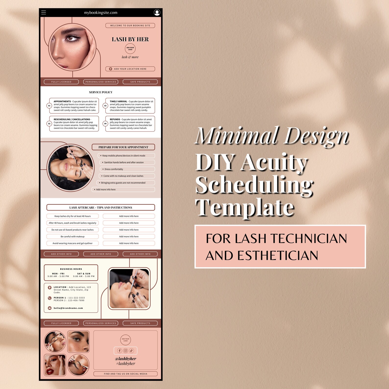 Acuity Scheduling Template Lash Tech Minimal Design DIY Booking Site ...