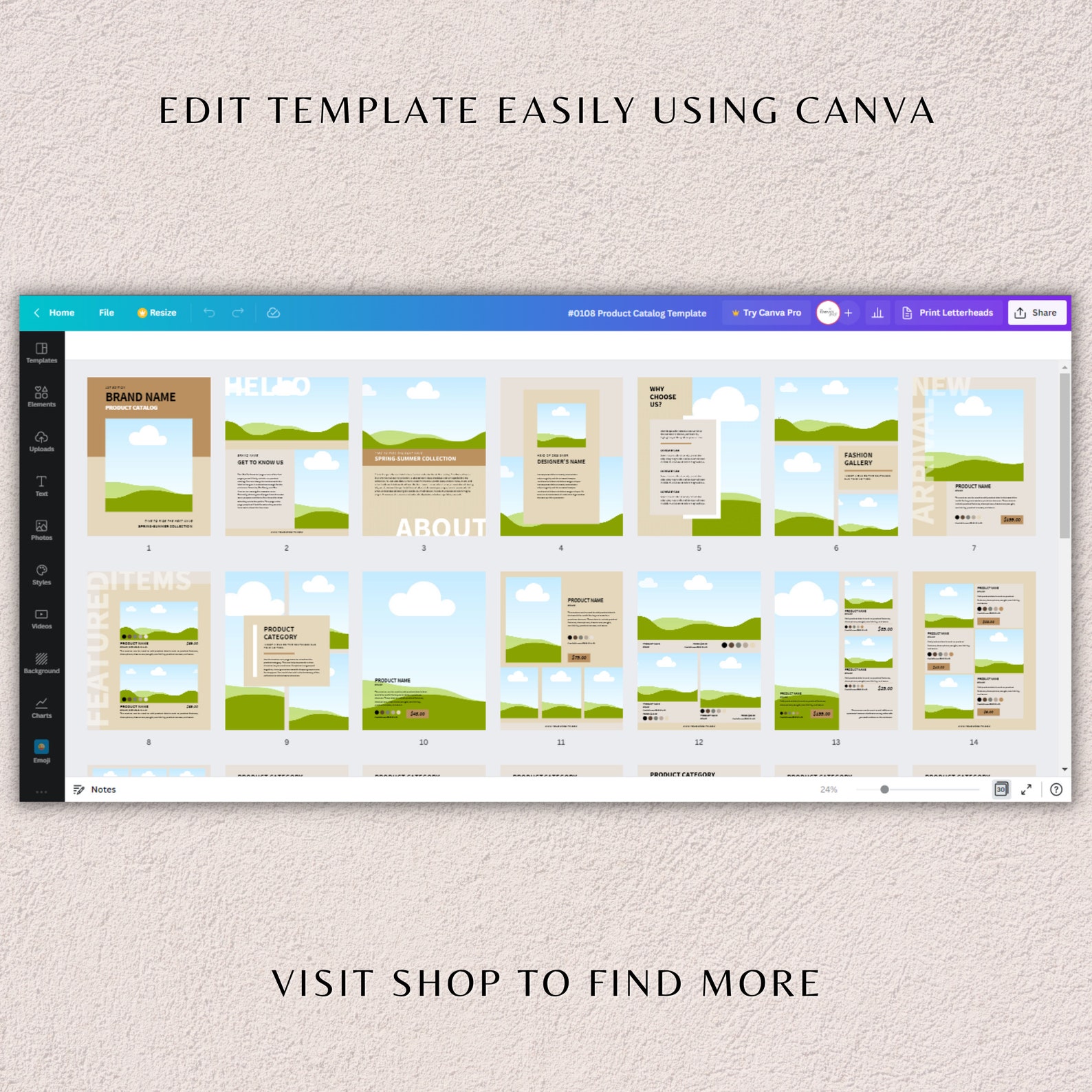 Product Catalog Template Editable Canva Template Wholesale Etsy