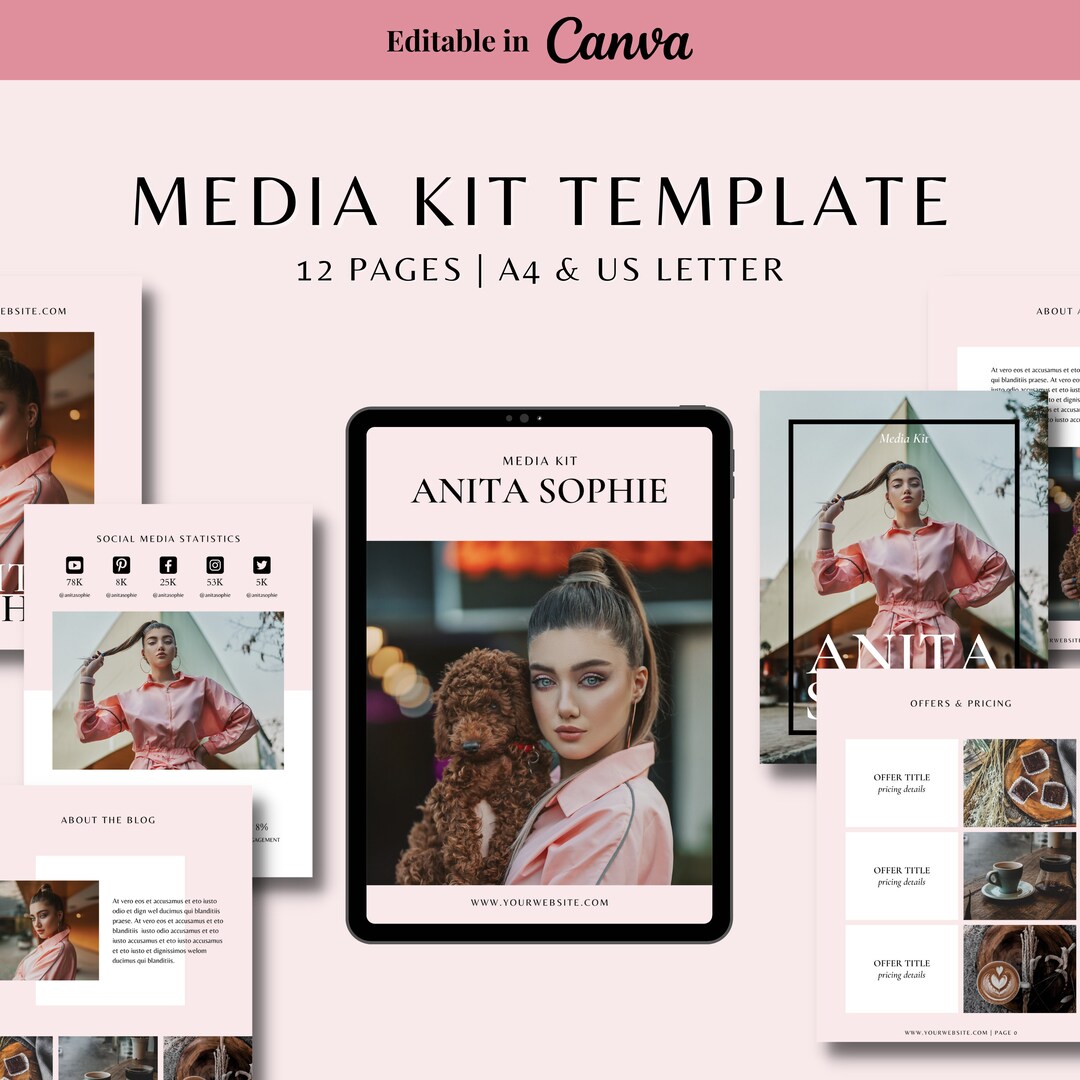 Canva Media Kit Template for Bloggers and Influencers | Canva Template ...