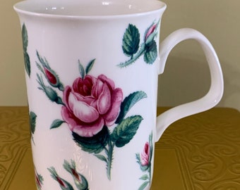 Mug vintage rose anglais Roy Kirkham : porcelaine fine, fabriquée en Angleterre