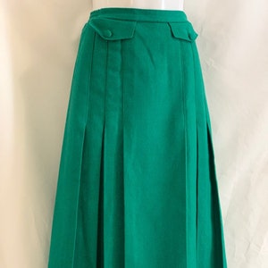 Jupe Plissée Longue Midi Verte Viyella - Femme Taille 14 (Mélange Laine/Polyester)