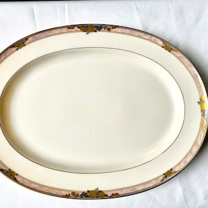 Mikasa Platter 14x10.5&quot;   Fine Ivory Prose LAC 78 Oval Platter Made in Japan  14 inches x10.5 inches