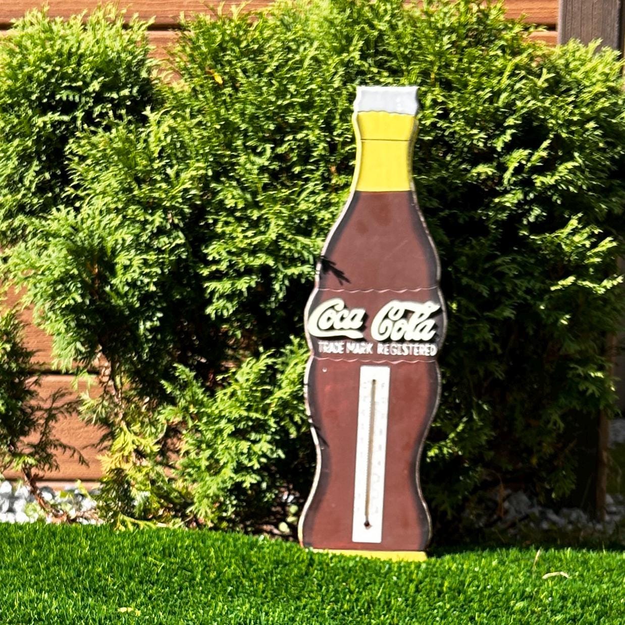 コカ・コーラ ヴィンテージスタイルの木製壁掛温度計 ヴィンテージのコカコーラボトル木製温度計：コレクターズアイテムの