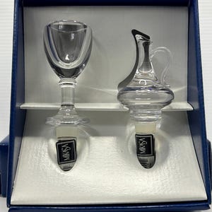 MIKASA Porto Pitcher & Goblet Lead Crystal Wine Stoppers Austria Rare Vintage  Collectible Boxed