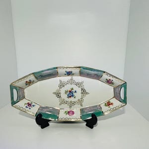 Vintage Porcelain Serving Platter with Floral & Gold Accents made in Germany floral and gold accents excellent condition