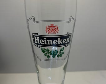 Vintage Heineken Beer Glass  Dutch Pub Glass with Rare Red Crest Logo