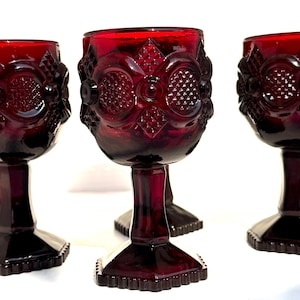 Vintage Avon Ruby Red Cape Cod Goblets - Set of 4