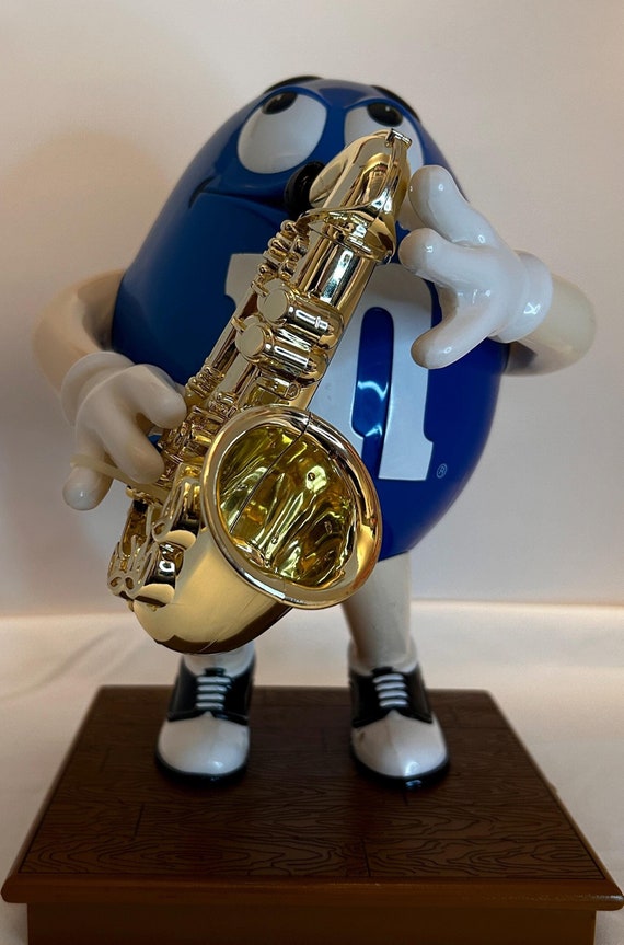 M&M Vintage Blue Peanut Saxophone Candy Dispenser: Fun Collectible