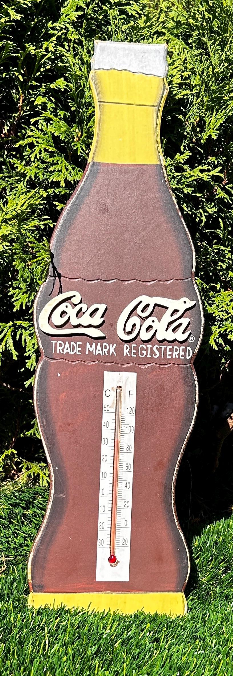コカ・コーラ ヴィンテージスタイルの木製壁掛温度計 ヴィンテージ コカ・コーラ 温度計 - コレクターズアイテムの木製