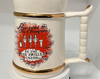 Vintage Beer Swillers Union Mug – 22 Carat Gold Trim, Prince William Pottery