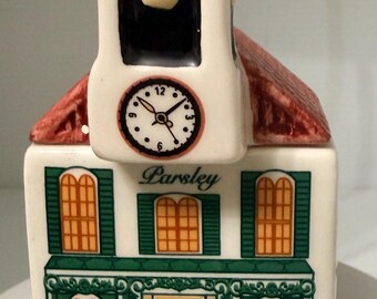 Pot en porcelaine Avon Spice Village PARSLEY de 1989, objet de collection décoratif pour cuisine d'église