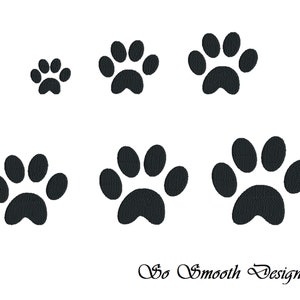 Paw Print 6 tamaños Diseño de bordado de máquina Perro Gato Pawprint Descarga instantánea