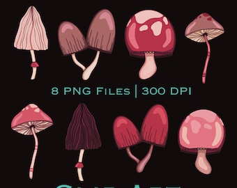 Różowy Grzyb Clipart