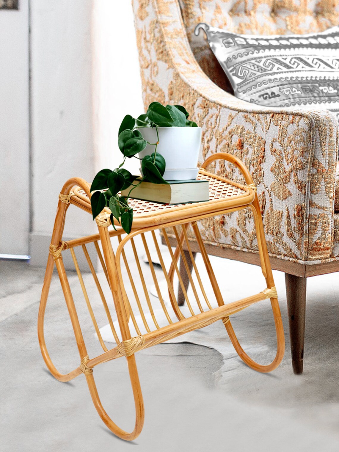 Vintage Bamboo Coffee Table Living Room Wood Coffee Table Etsy