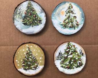 Hand-painted Winter Wonderland, Christmas Trees