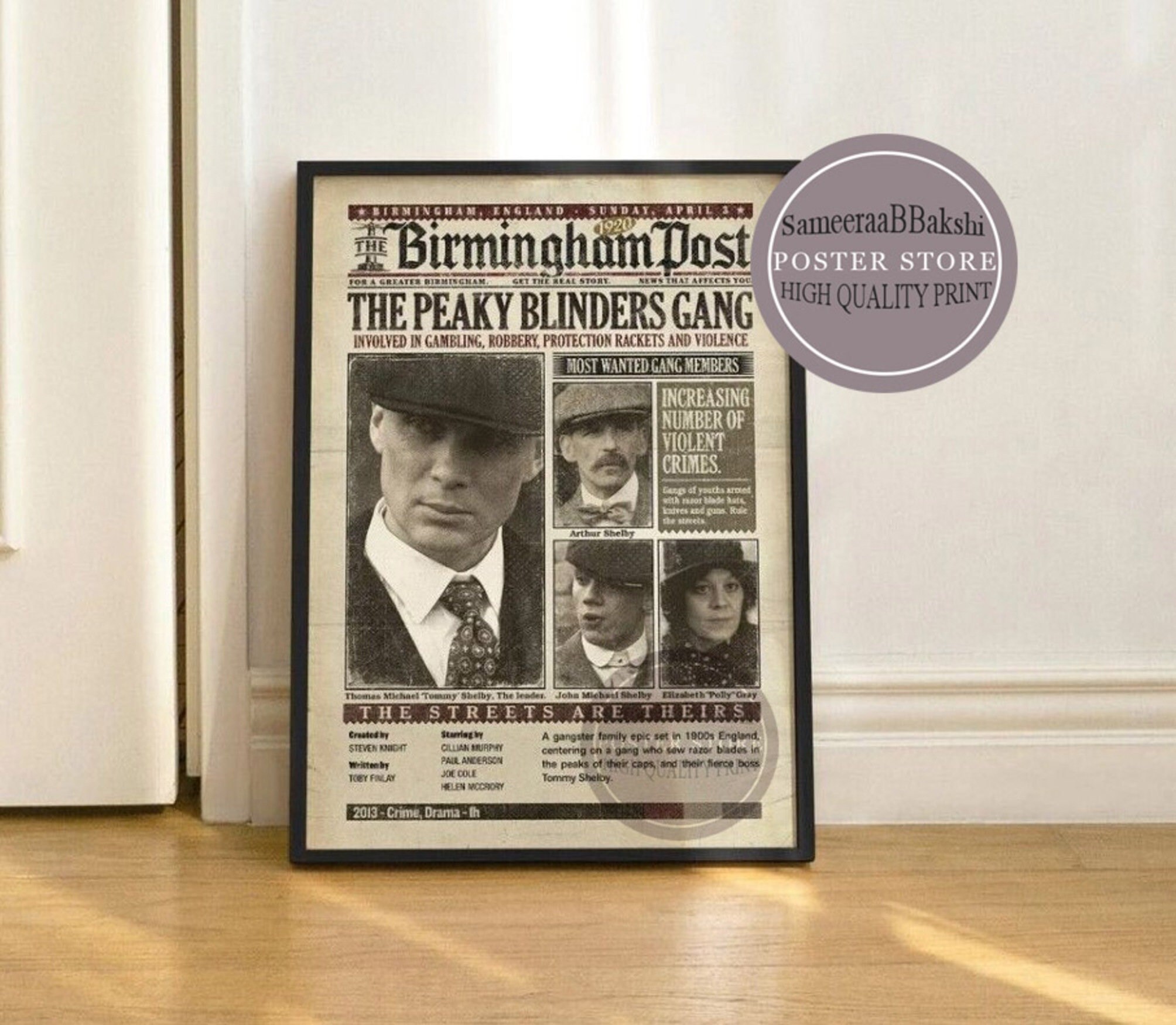 Tommy Shelby Poster Peaky Blinders Crime Drama Canvas Wall Art HD Painting  Print
