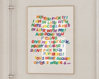 I'm In Love With Nate Jacobs Wall Art | Euphoria Sydney Sweeney | Digital Poster Downloadable Print Home Decor