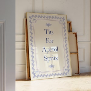 Aperol Spritz Cocktail Poster, Hand geïllustreerde muurkunst | Appartementdecoratie | Afdrukbare Bar Cart appartement decor voor liefhebbers van Aperol Spritz