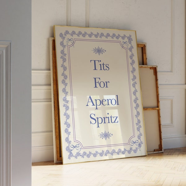 Aperol Spritz Cocktail Poster, Hand Illustrated Wall Art | Apartment Decor | Printable Bar Cart Apartment Decor For Aperol Spritz Lovers