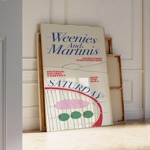 Martini Cocktail diner Party Poster, Funky Martini Wall Art | Appartementdecoratie | Barwagen appartement decor voor wijn- en cocktailliefhebbers