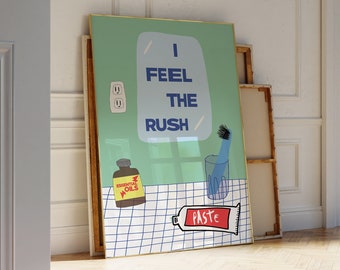 Troye Feel The Rush Wandkunst, Hand-Illustrierte Poppers Dekor | Wohnung Dekor, Trendy Wandkunst | Rush Poppers Dekor für Wohnungen