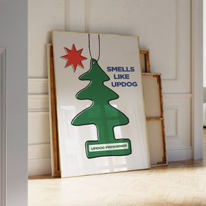 Updog Lufterfrischer Funky Poster, handillustrierter Kunstdruck | Wohnung Dekor, Trendy Wandkunst | Wohnung Dekor für Wohnzimmer