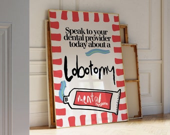 Lobotomy Core Toothpaste Wall Art, Hand-Illustrated | Apartment Decor, Trendy Wall Art | Room Decor for College Apartments or Lobotomies