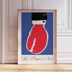 Plakat artystyczny Lobster Dinner Club, Funky Kitschy Wall Art w mieszkaniu | Funky Apartment Decor, Trendy Art | Funky Art dla modnych mieszkań