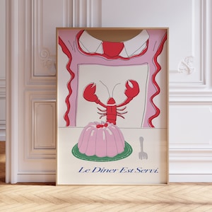 Francuski plakat na przyjęcie w stylu vintage, kiczowata sztuka ścienna do kuchni | Kiczowaty wystrój mieszkania | Wystrój kuchni do modnych apartamentów