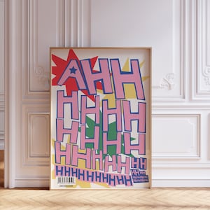 Ahhhhhh Cartel de arte, Impresión de arte de pared funky / Arte de pared de moda, Decoración de apartamentos genial / Impresiones retro funky para decoración de apartamentos