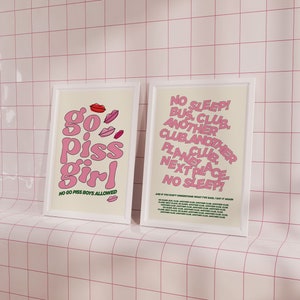 Wall Art Set of 2 Pack Go Piss Girl Lady Gaga | Trendy Apartment Aesthetic Decor Digital Print Home Decor Pop Culture Art Download Cute