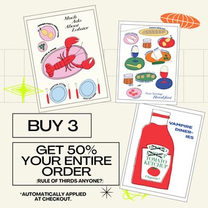 Dinner With Friends Lobster Party Art Poster, Hand-illustrated Wall ...