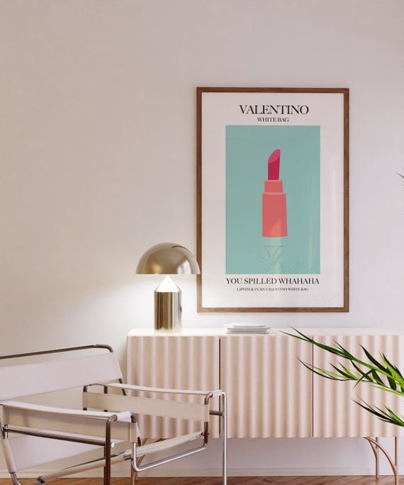 Lipstick in My Valentino White Bag Wall Art Vine Meme - Etsy
