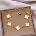 Elegant 18k Gold Four Leaf Clover Bracelet, Beautifully Gold Plated Charm Bracelet, Free Beautiful White Jewelry Gift Box Included