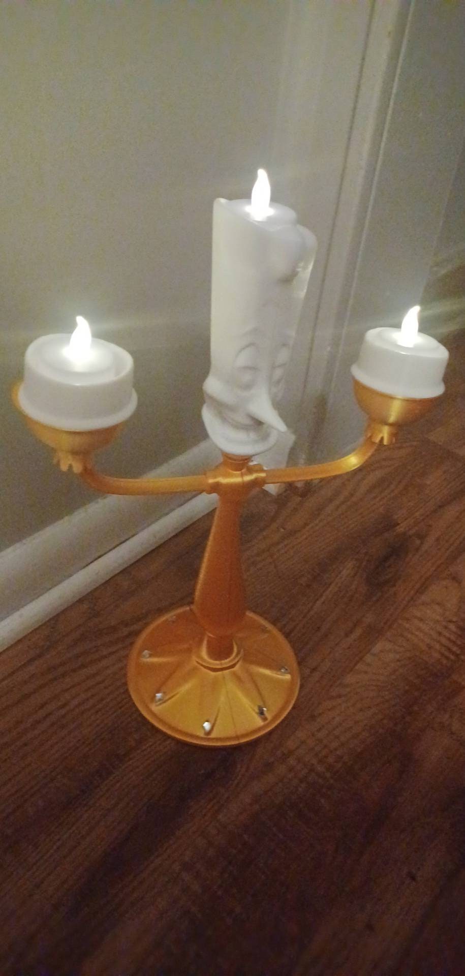Beauty and the beast Lumiere Candlabra centerpiece Decor holds Tea lights