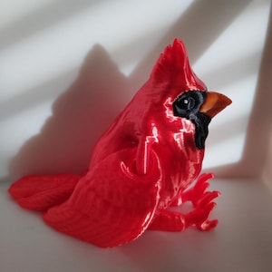 Baby flexi Cardinal bird keychain or non keychain cute little pocket pet