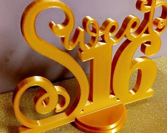 Sweet 16 birthday centerpiece decoration with stand/ cake topper/ part decor/gift