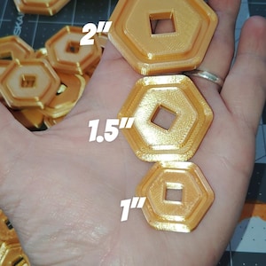 Roblox pretend play plastic gold coins Kids birthday gifts / party favors / good behavior awards/ Cupcake topper / cake topper /decorations image 2