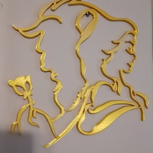Die Schöne und das Biest Prinzessin Belle und das Biest Silhouette/ Wanddeko/ Herzstück/ Geburtstag/Hochzeitsdeko/ Cake Topper/30,5 cm