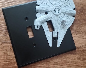 Double light switch plate millennium falcon home decor