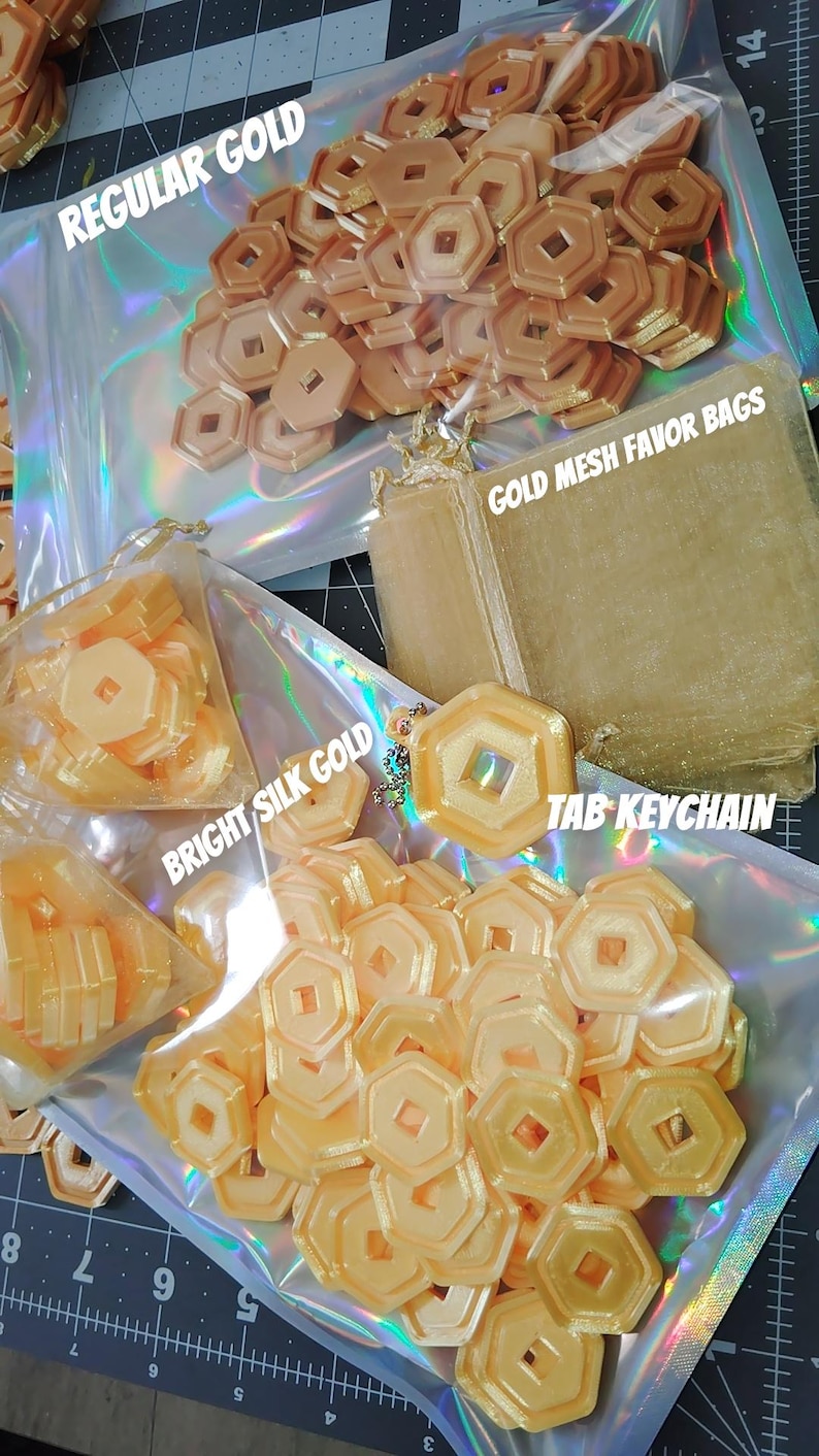 Roblox pretend play plastic gold coins Kids birthday gifts / party favors / good behavior awards/ Cupcake topper / cake topper /decorations image 9