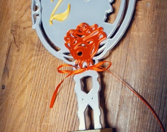 Beauty and the Beast mirror decor / Mirror Centerpiece / Cake topper / wedding birthday decorations