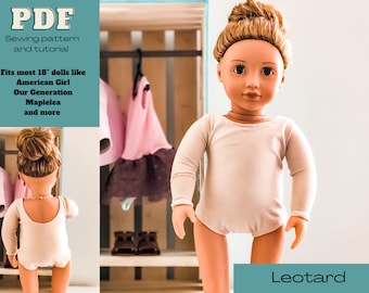 18 Inch Doll Clothes PDF Sewing Pattern- Leotard Bodysuit Pattern Fits 18" Dolls Like American Girls, Our Generation, Journey Girls and more