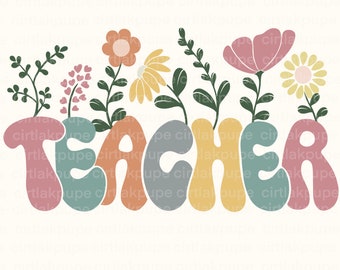 Teacher flower png file trendy sublimation shirt, Teacher digital Download, teaching mode popular png , teacher mode shirt png